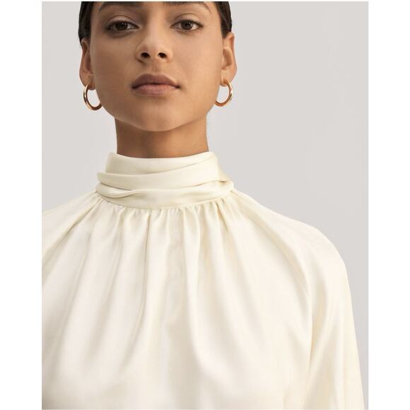 LILYSILK Women Silk Ivory High Neck Elegant Minimalist Office Party Old Money - Picture 2 of 6